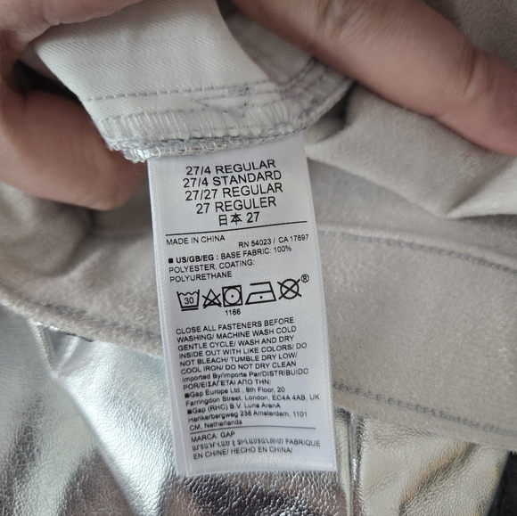 NWT Gap Silver Shiny Metallic Cheeky Straight High Rise Pants Size 4 - Picture 6 of 6